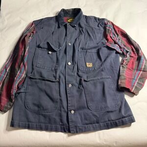 BC Ethic Mens Workwear Chore Barn Coat Plaid‎ Corduroy Blue Utility Jacket USA